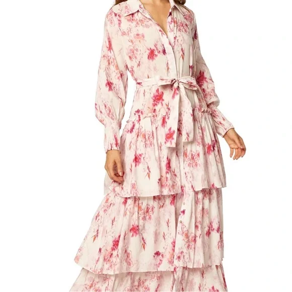 Misa Los Angles Abigail Floral Button Front Belted Maxi Shirt Dress NWT XS - Picture 2 of 8